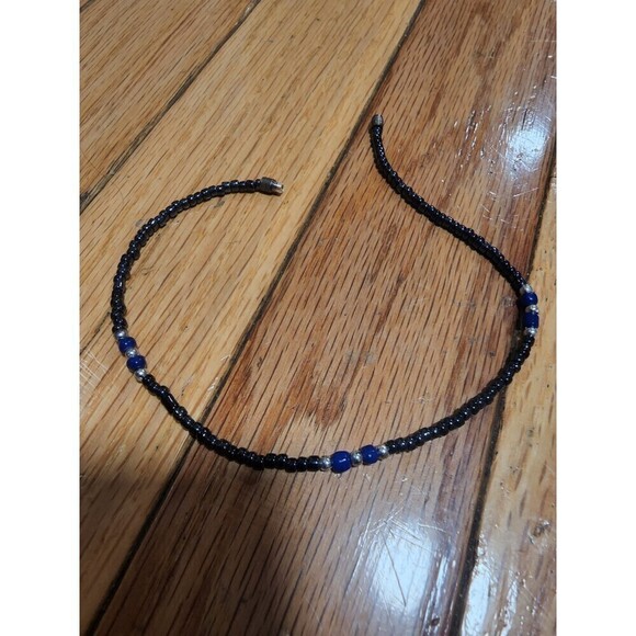 Women's Beaded Anklet Bracelet Black And Blue - Picture 3 of 5